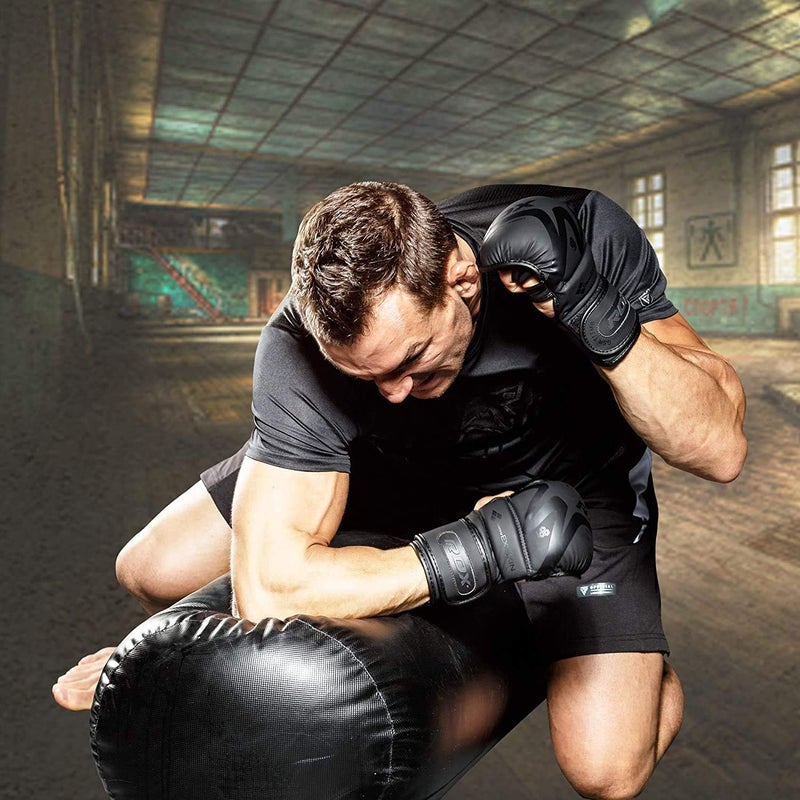Rdx MMA Hybrid Sparring Gloves, Maya Hide Leather, Open Ventilated Palm, Padded Mitts Martial Arts Kickboxing Muay Thai Training Cage Fighting, Men Adult, Punching Bag and Pads Workout - Image 3